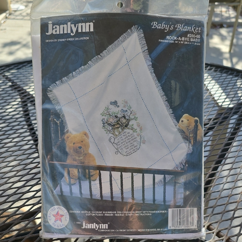 Vintage Janlynn Rock-A-Bye Baby Cross Stitch Blanket #280-60 (34"x44")